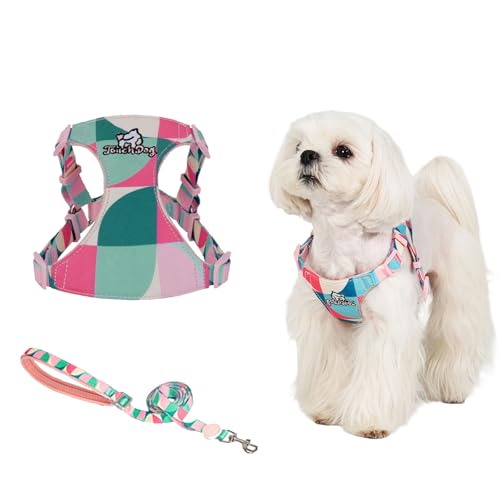 Touchdog Artist Series Y-Shape Dog Harness, 70g Ultra-Lightweight Breathable Air-Layer Vest with Soft Padded Chest, No-Pull Adjustable Harness for Small Medium Dogs (Pink, S) - color: Pink, size: S