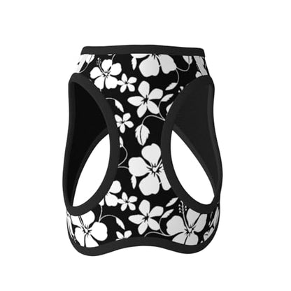 Hawaiian Hula (Hibiscus) Black Dog Harness and Leash Set, No Pull Reflective Adjustable Soft Mesh Padded Pet Vest with Safety Buckle for Small Medium Dogs and Cats Large - color: HAWAIIAN HULA (HIBISCUS) BLACK, size: Large