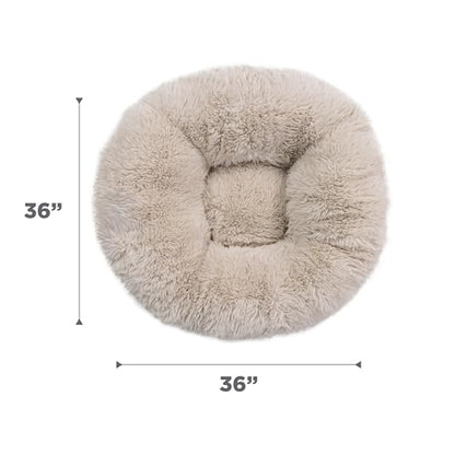Best Friends by Sheri Ultra Calming Pouf Bed, Orthopedic Round Dog Bed for Joint Support, Faux Fur, Washable Cover, Tan, Large, 36"x36" - color: Tan, style: Large