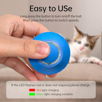 2026 Newly Upgraded Version 3.0 Cat Toys, Cool Intelligent Interactive Cat Ball for Indoor Bored Cats, Automatic Rolling Ball 3.0 Puzzle Toy, Electronic Rolling Pet Chase (Red-1 pcs) - color: 01 - Red-1 pcs