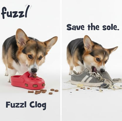Fuzzl Clog Treat Toy for Dogs – Natural Rubber Chew Toy – Durable, Interactive Enrichment Feeder – Eco-Friendly, Non-Toxic & Dishwasher Safe – Red - style: Clog Red