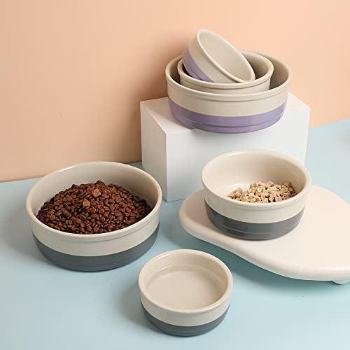 Sweejar Ceramic Dog Bowls, Dog Food Dish for Small Dogs and Cat, Heavy Duty Porcelain Pet Bowl for Canned Food and Water 17 Fl Oz （Fog Blue） - color: Fog Blue, style: Two-tone,5.5"x 2.2"(16 Fl Oz)