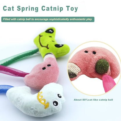 Interactive Cat Toys Set, Silvervine Chew Sticks and Catnip Spring Ropes, Indoor Cat Toys for Exercise and Dental Care, for All Cat Breeds (5 Pack) - color: 5 Pack