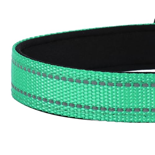 Reflective Dog Collar, Adjustable Soft Neoprene Padded Nylon Pet Collars with Buckle for Small Dogs, Grass Green,S - color: Grass Green, size: Small