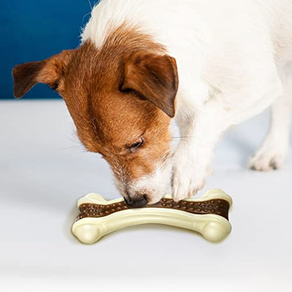 Sosation 3 Pack Chew Toys for Aggressive Chewers, Bone Toys Nylon Beef Flavor Dog Teething Toys for Large/Medium/Small Puppies Breeds(Large, Curved Bone) - size: Large, style: Curved Bone