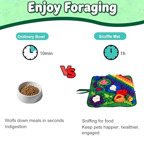 Snuffle Mat for Dogs Cats, Pet Treats Feeding Mat, 17.7x17.7inch for Small/Medium, Interactive Dog Puzzle Toys, Felt Wool Dog Sniff Mats for Slow Feed, Encourages Natural Foraging Skills