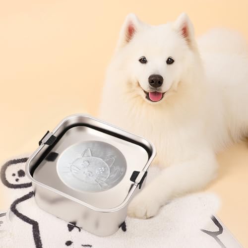 No Spill Water Bowl for Dogs, 101oz/3L Slobber Stopper Stainless Steel, Slow Drinking Dog Water Bowl, Spill Proof, Dishwasher Safe, Silver