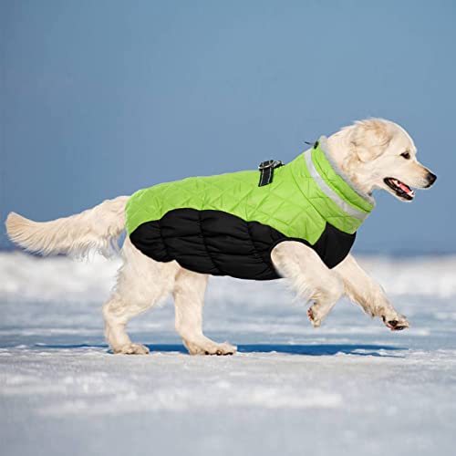 Lelepet Dog Coat Warm Dog Winter Coat Waterproof Dogs Jacket with Harness Built in Reflective Pet Fleece Vest Zip-Up Cold Weather Coats for Small Dogs Turtleneck & Windproof Coats Chihuahua Lime XS - color: Lime, size: X-Small