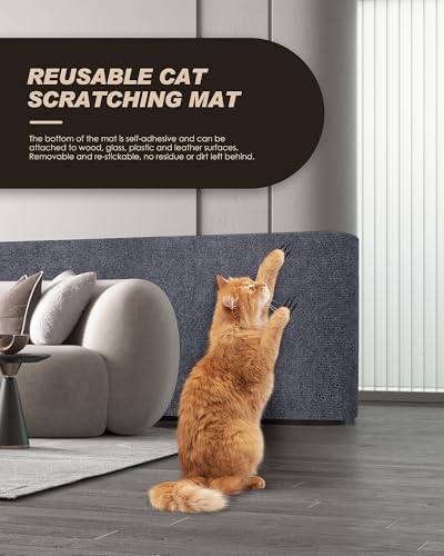 Cat Scratch Furniture Protector, Trimmable Self-Adhesive Carpet, DIY Climb Cat Scratcher Mat for Covering Cat Tower and Couch Protector from Cat Claws (78.7x15.8in Dark Gray) - color: Dark Gray