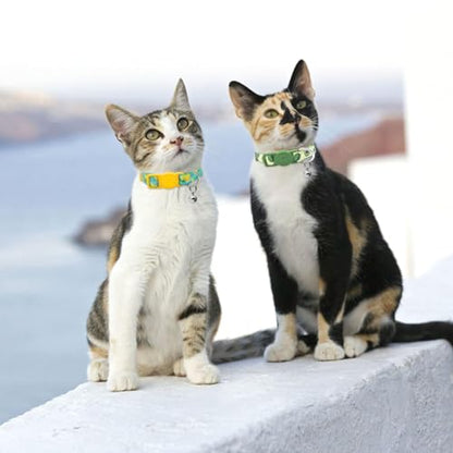 4 Pack Cat Kitten Collar Breakaway with Bell Quick Release Safe Buckle Adjustable Cat Kitten Collar - color: 2#Fruit, size: Cat(Neck:8"-12")
