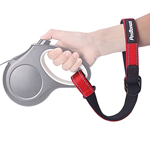 Short Dog Leash, Safety Wrist Strap for Retractable Dog Leash, Reflective Design and Adjustable Soft Padded Handle, Extra Layer Security for Pet Stroller (Red) 1 Pack - color: Red, size: 1 Pack
