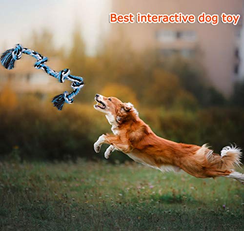 Bmag Dog Rope Toys for Aggressive Chewers, Interactive Heavy Duty Dog Toys for Medium Large Dogs, Tough Twisted Rope Toy with 5 Knots (Blud) - color: Blue