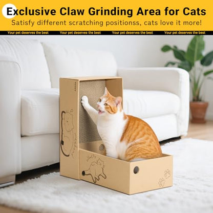 Cat Scratcher with 2 Boxes, 6 PCS Replacement Reversible Cat Scratching Board for Cat Paws, Large Cat Scratcher Cardboard Corrugated for Indoor Cats