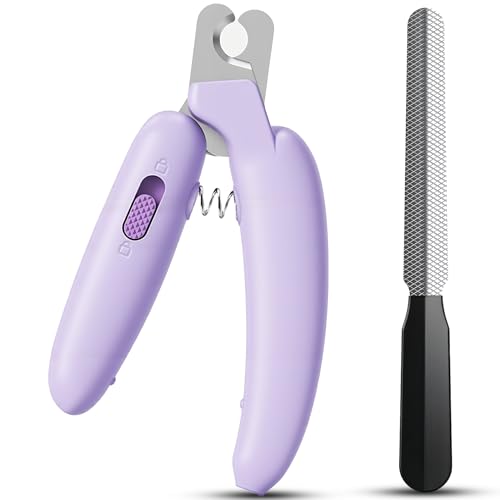 Dog Nail Clippers,Dog Nail Trimmers for Small Medium Dogs and Cats - Professional Grooming Tool with Safety Lock, Sharp Stainless Steel Blade Prevents Splitting, Includes Nail File (Purple-mini) - size: Purple-mini