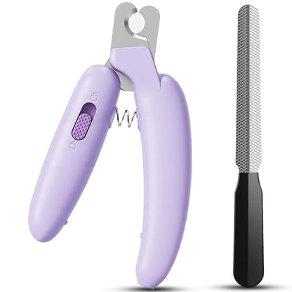 Dog Nail Clippers,Dog Nail Trimmers for Small Medium Dogs and Cats - Professional Grooming Tool with Safety Lock, Sharp Stainless Steel Blade Prevents Splitting, Includes Nail File (Purple-mini) - size: Purple-mini