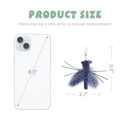 Insect Cat Toys with Feather - 6 Pieces Cat Insect Feather Toy Refills, Teaser Wand Attachments, Interactive Toys for Indoor Cats Kittens - size: Feather Wings