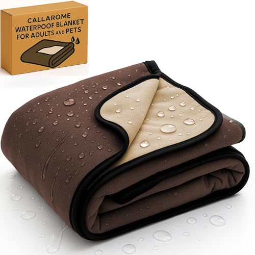 Waterproof Blanket for Bed or Couch – Soft and Leakproof Waterproof Throw Blanket, Water Proof & Stain Resistant Easy to Clean Throw Blanket Cover for Adults or Pets, Reversible Brown 60"x80" - color: Grizzly Brown / Caramel Cappuccino, size: 60x80 inch
