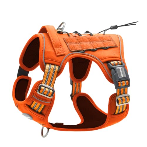AUROTH Tactical Dog Harness for Large Dogs No Pull Adjustable Pet Harness Reflective K9 Working Training Easy Control Pet Vest Military Service Dog Harnesses Orange S - color: Orange, size: S(Neck:14-21",Chest:20-31"),18-35 lbs