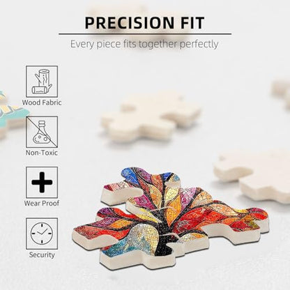 300 Pieces Jigsaw Puzzles for Adults Rainbow Tree of Life Art Puzzle, Stress Relief Concentration Training Brain Teaser Puzzle 15.7x11 Inch - color: Wooden Puzzle1, size: 300 Piece pcs