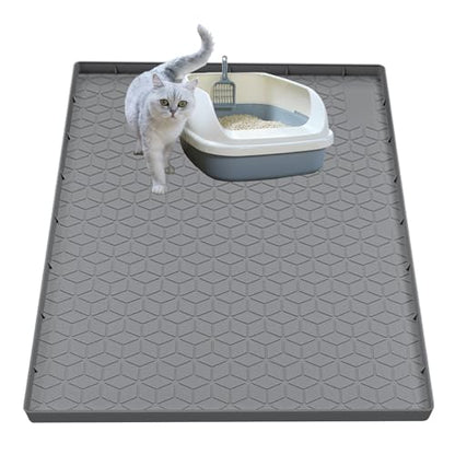 Cat Litter Mat for Litter Box, Silicone Large Cat Litter Trapping Mat - 31x22 in, Waterproof & Non-Slip, Durable & Easy Clean, Gray - color: Grey, size: 31"L x 22"W