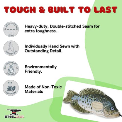 Steel Dog Crappie Realistic Fish Squeaker Dog and Cat Toy, Knotted Rope Fish Toy, No Stuffing Dog Chew Toys for Small, Medium, Large Breed - style: Crappie