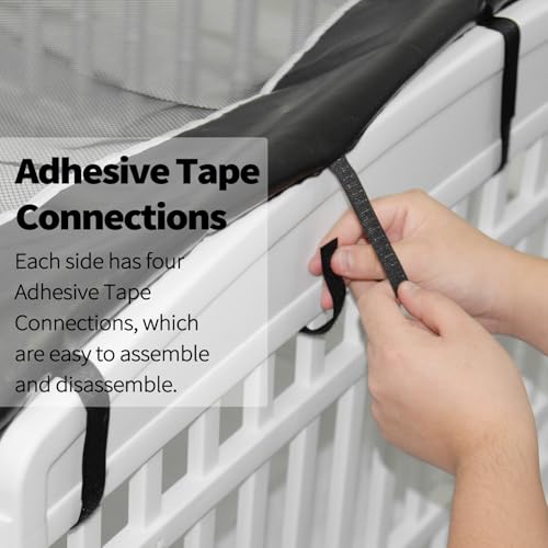 PJYuCien Dog Playpen Mesh Top Cover, Fits 36 Inch 4 Panels Regular Square Plastic Exercise Pet Pen, Adhesive Tape Connections, Black paw (Note: Cover Only, Fence Not Included) - style: Black Paw Cover, 36"Width, Black Paw ( Adhesive Tape Connections )