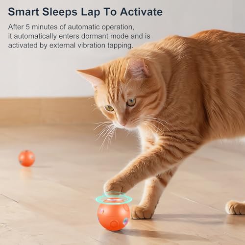 Interactive Dog Ball Toys, Automatic Moving Motorized Rolling Dog Balls, Automatic Bouncing Pet Toy Balls, USB Rechargeable Sporty Rolling Toys, Play Balls for Dogs to Play with(Orange)