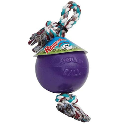 Jolly Pets Romp-n-Roll Rope and Ball Dog Toy, 6 Inches/Medium, Purple - color: Purple, size: Medium (6 in)