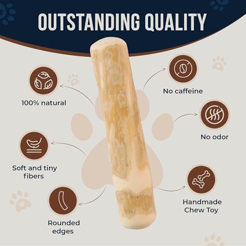 Coffee Wood Dog Chews 7.5" & Dog Rope Toys 100% Natural for Teething, Stress Relief, Dental Health, Organic Toys - Size S - size: Small