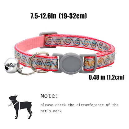 Red XXS Dog Collar with Bell, Kitten Bell Collar Girl Safety Buckle Soft Nylon Breakaway Adjustable for XXS Xs Small Pet Cat Dogs Animal Litter Tiny,Neck 7.5-12.6 inch - color: Red