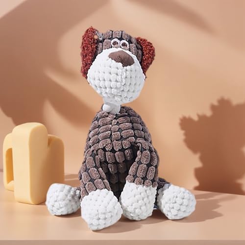 Upgraded Indestructible Dog Plush Toy - Squeaky Chew Pet Supplies for Aggressive Chewers & Teething Brown - color: Brown, size: Small