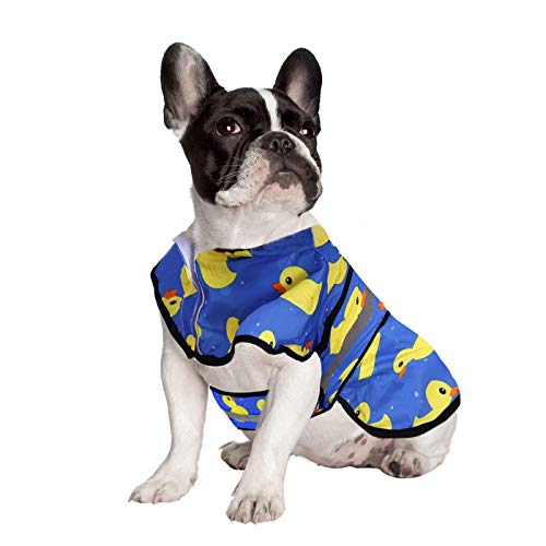 HDE Dog Raincoat Jacket Reflective Adjustable Hooded Pet Poncho Rain Coat with Leash Hole for Small to X-Large Dogs Rubber Ducks - S - color: A. Ducks, size: Small