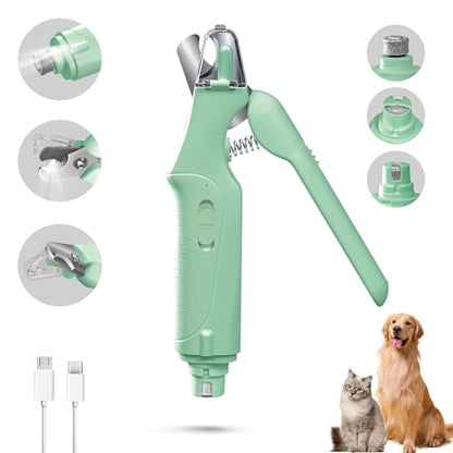 CATPICK 2-in-1 Cat Nail Clippers & Dog Nail Clippers Trimmers for Large Medium Small Dogs Cats Claw Trimmer Quick Sensor and Safety Guard USB Rechargeable with 2 LED Lights Dogs Nail Trimmer - color: Green 6th Generation