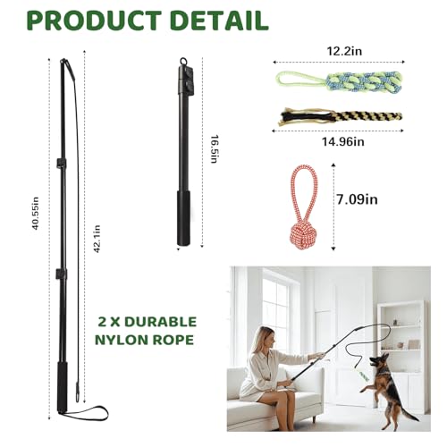 Flirt Pole for Dogs Heavy Duty,Extendable Dog Flirt Pole for Large/Medium/Small Dogs,Interactive Dog Toys Outdoor Exercise & Training