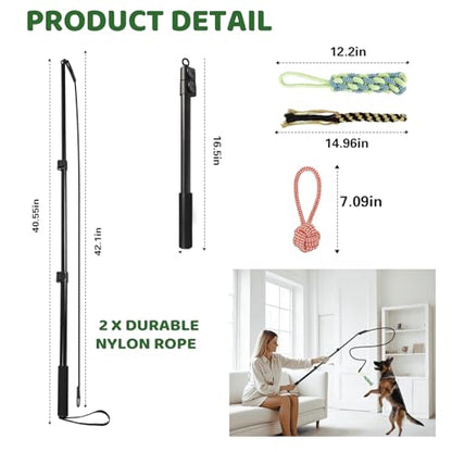 Flirt Pole for Dogs Heavy Duty,Extendable Dog Flirt Pole for Large/Medium/Small Dogs,Interactive Dog Toys Outdoor Exercise & Training