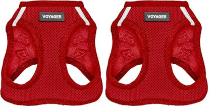 Best Pet Supplies Voyager Step-in Air Harness - All Weather Mesh, Reflective, No Pull Harness for Dogs, Cats - Secure with Hook & Loop Fastener, Buckle, Double D-Rings - Red, XS (Pack of 2) - size: Cat XS (Chest 13.5 - 15") (Pack of 2)