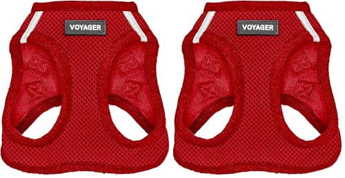 Best Pet Supplies Voyager Step-in Air Harness - All Weather Mesh, Reflective, No Pull Harness for Dogs, Cats - Secure with Hook & Loop Fastener, Buckle, Double D-Rings - Red, XS (Pack of 2) - size: Cat XS (Chest 13.5 - 15") (Pack of 2)