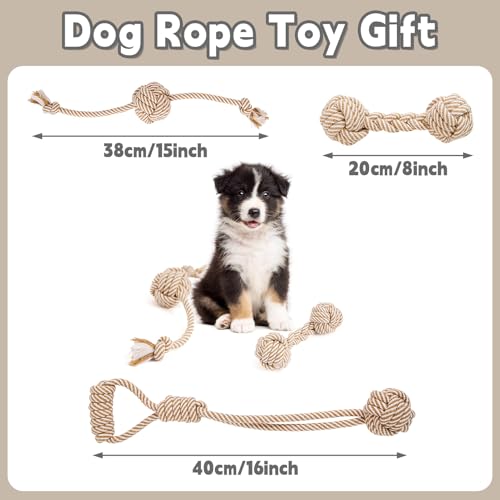 Dog Rope Toy for Small Dog 3pcs, Natural Chew Toys for Puppy, Medium & Small Dogs, Tug of War Rope for Puppies Clean & Relieve Teething - size: 3pcs