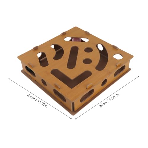 Cat Puzzle Toy Box, Composite Board, 11.02x11.02 in, Bell Ball Maze, Mental Physical Exercise, Indoor Cat Toy, Appearance Random