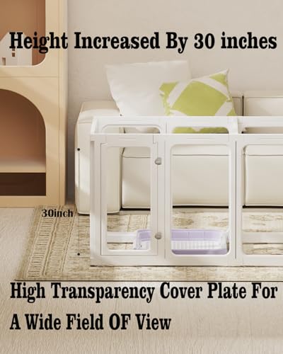 Acrylic Dog Playpen Indoor, 10 Panels 30 Inch Clear Dog Play Pen with Door, Sturdy Clear Acrylic Puppy Playpen for Small and Medium Dogs