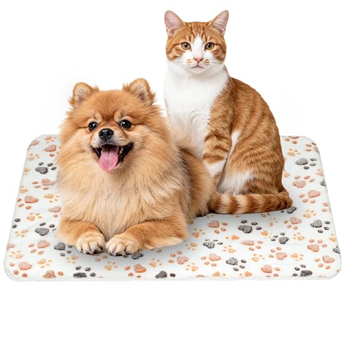 Small Pet Bed Mat, Soft Pad for Rabbits, Guinea Pigs & Hamsters, Cute Pattern, Durable & Machine Washable, Pet Pad for Tiny Animals (White Paw, Small) - color: White Paw, size: 18.9''L×13.4''W×1.4''Th