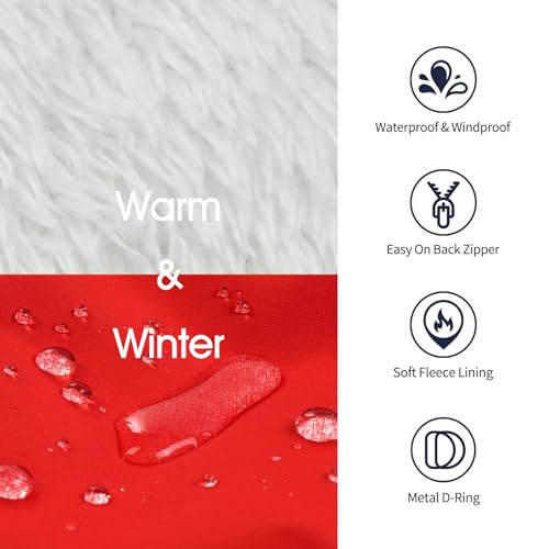 IECOii Winter Waterproof Dog Coats - Zip Up Fleece Jacket for Dogs, Red, XLarge - color: Red, size: X-Large(Chest:29.9 in)