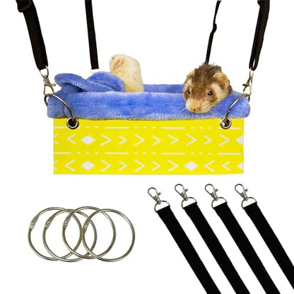 Ferret Hammock For Cage Box, use as Hanging Bed or Secure to Cage. Ferret Cage Accessories w/ Adjustable Straps, Perfect Small Pet Bed, Hanging cat hammock Bed, Guinea Pig Bed or Rabbit Bed.