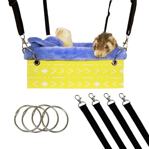 Ferret Hammock For Cage Box, use as Hanging Bed or Secure to Cage. Ferret Cage Accessories w/ Adjustable Straps, Perfect Small Pet Bed, Hanging cat hammock Bed, Guinea Pig Bed or Rabbit Bed.