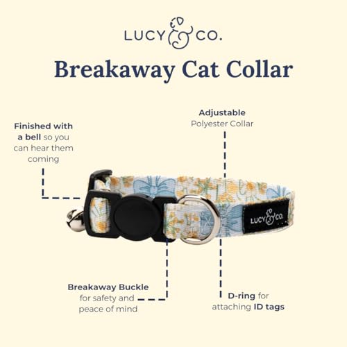 Lucy & Co. Sunshine and Daffodils Breakaway Cat Collar, Adjustable Safety Breakaway Buckle, Cute Printed Cat Collar, Small - color: Sunshine and Daffodils, size: Small