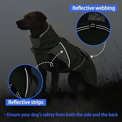 MIGOHI Snowproof Dog Coat - Thick Fleece Dog Jacket with Adjustable Collar, Keep Warm Winter Coat for Medium Dogs Cold Weather Walking Playing,Australian Shepherd,XL,ArmyGreen - color: ArmyGreen, size: X-Large