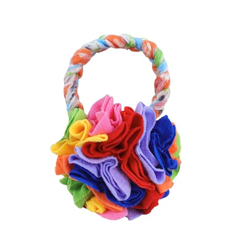 Snuffle Ball with Handle, Tug of War Rope Toys for Small Medium Dogs, Interactive Dog Toys Puppy Training Pull Toy for Exercise & Interactive Play Games (Red) - color: Red