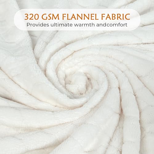 TOONOW Fleece Blanket Fuzzy Plush Throw Blanket 50" x 60", Super Soft Fluffy Bed Blanket Geometric Pattern Comfy Microfiber Flannel Blankets for Couch, Bed, Sofa, Cream White - color: Cream White, size: Throw-50" x 60"
