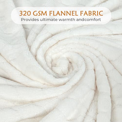 TOONOW Fleece Blanket Fuzzy Plush Throw Blanket 50" x 60", Super Soft Fluffy Bed Blanket Geometric Pattern Comfy Microfiber Flannel Blankets for Couch, Bed, Sofa, Cream White - color: Cream White, size: Throw-50" x 60"