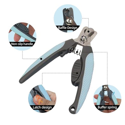 Blue Dog Nail Clipper with Safety Guard Plier Style Dog Claw Clippers Heavy-Duty Dog Toenail Clippers Professional Pet Nail Trimmers for Small Medium Large Dogs and Cats with Thick Nails - color: Blue Nail Clipper with Safety Guard, size: 6.22in/15.8cm